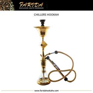 Cachimba de Lujo con Diseño Egipcio, Modelo Farida Gold Lacquer Ice Chamber, Juego de Shisha Pequeño de Latón con Caja de Vidrio y Acero Inoxidable, Venta al por Mayor - Product Image 3