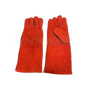 Guantes de Soldadura Rojos Resistentes a Cortes, Protección de Manos de Cuero Premium, Marca Privada OEM, Guantes de Seguridad Industrial Resistentes al Calor - Product Image 1
