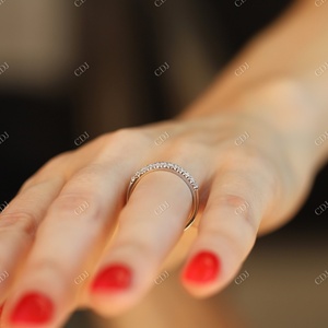 Banda de boda de moissanita para mujer, oro blanco de 14k, con 11 piedras, joyería de moda - Product Image 3