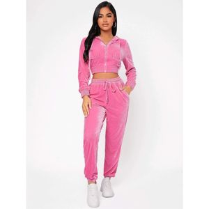 Chándal de talla grande Fitness de 2 piezas con cremallera para mujer, Top corto de gran tamaño y pantalones para correr con decoración de encaje para deportes de invierno - Product Image 1