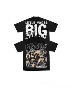 2025 logotipo personalizado Hip Hop camiseta 300gsm francés Terry muy desgastado rasgado DTG impresión moda Hip Hop hombres camisetas - Product Image 1