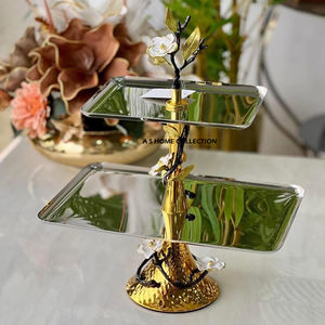 เครื่องอบขนมอบขนมอบร้อนรูปดอกไม้สีทองพร้อมแท่นวางเค้กชุบเงินทำด้วยมือทรงกลมสำหรับงานเลี้ยงและโอกาสอื่นๆ - Product Image 5