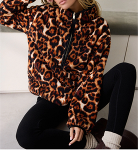 Suave Sherpa polar otoño nueva mujer Casual pulóver manga larga cuello redondo media cremallera pulóver sudadera para mujer - Product Image 2