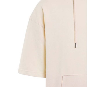 Sweat-shirt à capuche surdimensionné pour homme, manches courtes, couleur unie, coton French Terry, coupe décontractée, style printemps - Product Image 2