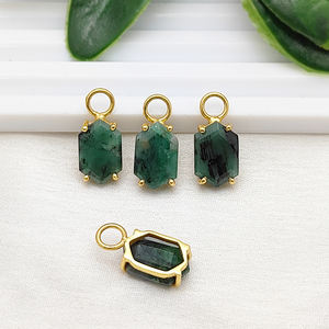 Nouveau Design à la mode teint émeraude pierre précieuse hexagone pendentif 925 argent broche réglage bijoux de charme - Product Image 1