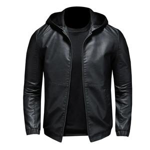 Veste de moto en cuir pour hommes, nouvelle version coréenne Slim Fit, à capuche, manteau pour hommes - Product Image 2