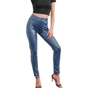 กางเกงหนังแท้มีซิปสำหรับผู้หญิงกางเกงดูเปียกกางเกงหนังมันวาว - Product Image 3