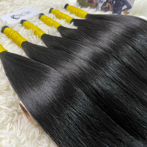 Alta calidad Listo Envío Super Doble 24 "Color Natural 100% vietnamita Virgen Remy Extensiones de cabello liso a granel - Product Image 4