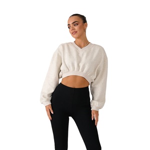 Sudadera de Mujer con Cuello Redondo, Corte Ajustado, Informal, Otoño Invierno, 100% Algodón Ecológico, Manga Larga, Color Sólido - Product Image 3