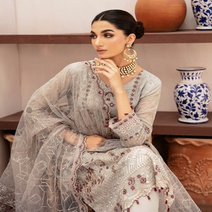 Trajes de gasa de lujo de diseñador pesado para mujer, vestido de fiesta Original paquistaní de marca, vestido Salwar Kameez listo para usar - Product Image 4