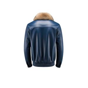 Soft Fur Sheep Skin Men's Leather <b>Jacket</b> with Stand Collar Front Logo Comfortable Inner for Winter Daily Wear OEM/ODM Available - Product Image 2
