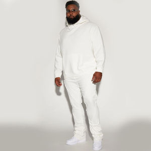 Vente en gros de sweats à capuche d'hiver décontractés pour hommes à manches longues, en polyester/coton, avec logo personnalisé, blanc, coupe classique, en tissu polaire uni teint, vierge - Product Image 4