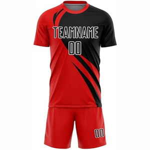 ชุดฟุตบอลชุด100% สำหรับผู้ใหญ่และหญิงชุดเสื้อแขนสั้นผ้าโพลีเอสเตอร์แห้งเร็วป้องกันแบคทีเรีย - Product Image 2