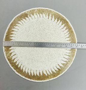 Set of <b>Christmas</b> handmade beaded <b>placemat</b> tablemat inch red and gold Set of <b>Christmas</b> han t tablemat inch red and gold - Product Image 5