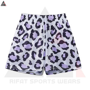 Shorts en toile personnalisés imprimés par transfert thermique 100% polyester décontractés à séchage rapide avec taille élastique et poche pour hommes - Product Image 5