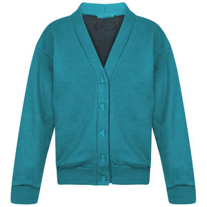 Unisex <b>Cardigan</b> Casual Long Sleeve Green Knitted Sweater For Women and Logo and Button Print Winter Clothing - Product Image 1