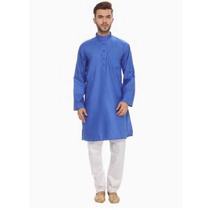 Conjunto de Kurta Pajama Azul Marino Elegante de Primera Calidad para Eid, Diwali, Bodas y Eventos Nocturnos, Disponible para Exportación - Product Image 1
