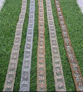 Ribete de Encaje de Organza con Cuentas Hechas a Mano para Vestidos de Novia, Vestidos de Noche, Bolsos, Tela - Bordado Ecológico de Alta Calidad - Product Image 5