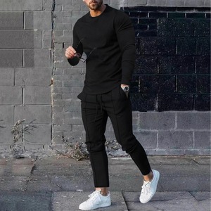 Men's Sport <b>Suits</b> Spring Autumn Streetwear 2 Piece Set Long Sleeve O-Neck Slim <b>T</b>-<b>Shirts</b>+High Waist Pant Sets Plus Size Tracksuit - Product Image 4