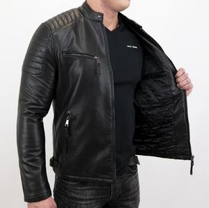 Veste en cuir pour homme de haute qualité, design haut de gamme, 100% cuir, imperméable, coupe-vent, respirante, doublure matelassée, col montant, manches longues - Product Image 5