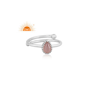 Anillo apilable de piedra lunar de Chocolate Natural de plata de ley fina superventas, fabricante de joyería personalizada - Product Image 2