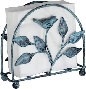 Porte-serviettes en métal de couleur bleue au design floral antique, élégant, durable et parfait pour la décoration de la maison ou du bureau. - Product Image 2