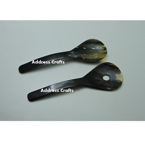 Best Quality Unique Design Natural Horn Spoon Tableware for Living Gifting and Food Styling Buffalo Horn Salad Server Spoon - Product Image 6