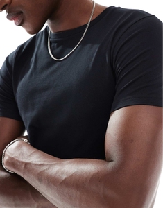 Camiseta Essentials Muscle Fit para hombre, Camiseta ajustada de manga corta de algodón, ropa de calle para gimnasio, a la moda Camiseta básica lisa, ropa informal al por mayor - Product Image 3