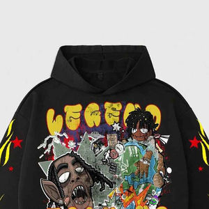 Lettre personnalisée impression et la figure hommes survêtement DTG impression sweat à capuche pantalon évasé décontracté 2 pièces ensemble - Product Image 3