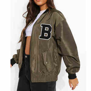 Chaqueta Varsity Personalizada para Mujer, para Otoño e Invierno, Mangas Largas, Resistente al Viento, Transpirable, Ecológica, Cuello Camisero, Sin Costuras - Product Image 6