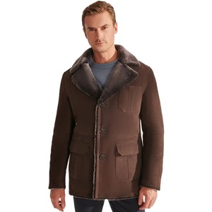 Denny&Dora Mens <b>Genuine</b> Sheepskin Shearling Coat Mid-Length Waterproof Windproof High Street Winter Style - Product Image 1