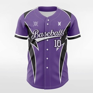 Maillot de baseball personnalisé violet premium unisexe à manches courtes, imprimé par transfert thermique, respirant, anti-humidité, 100 % coton, grandes tailles, devant - Product Image 2