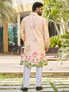 Approvisionnement en gros aujourd'hui présentant la cérémonie de mariage pour hommes Kurta avec pierre embellissement Heavywear disponible à la quantité en vrac - Product Image 3