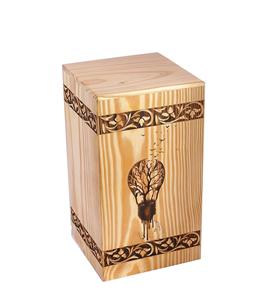 Urnes en bois gravées à la main avec bordure florale pour cendres humaines Urne de crémation de la vie de grand arbre adulte pour cendres-Urne funéraire - Product Image 6