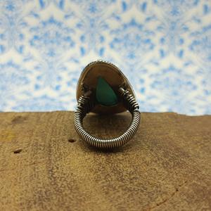 925 <b>Solid</b> <b>Silver</b> Larimar Gemstone Ring Bohemian Artisan Crafted with Pear Cut Diamond Wedding Occasion - Product Image 2