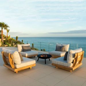 Luxury Solid Wood <b>Outdoor</b> Sectional <b>Sofa</b> All Weather Waterproof Villa Courtyard Lounge Couch Set Premium Garden Furniture - Product Image 1