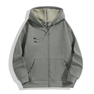 Sudaderas con capucha informales de color sólido para hombre, sudaderas de algodón 100% con diseño bordado, ropa de abrigo de invierno de manga corta - Product Image 2