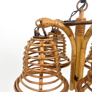 Couverture d'éclairage tissée en rotin classique de style antique Abat-jour en bambou pour décoration d'art à la maison Lanterne suspendue avec cannes - Product Image 6