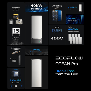 OCEAN PRO 10kWh <b>Battery</b> Module | LFP | IP67 Rated | UL 9540A/B | Stackable to 80kWh | Residential & <b>Backup</b> Power - Product Image 6