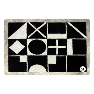 Tapis en coton touffeté en noir et blanc tapis artisanal texturé doux pour chambre salon et intérieur style de maison - Product Image 6