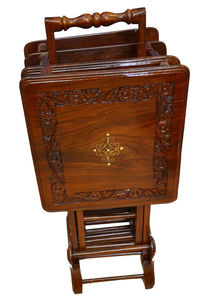 Portable Solid Outdoor Wood Handcrafted Rustic Hand Carved Wooden top quality Table <b>Foldable</b> <b>Garden</b> Patio Dining Table - Product Image 3