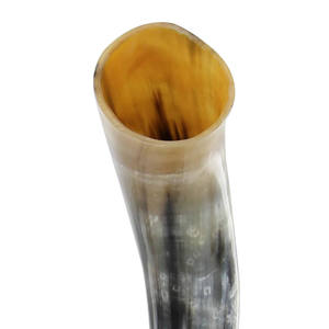 Viking Drinking Horn with Top Brass Line Beer Tankard Mug | 16-18 Fluid Ounce Capacity Business Gifts Food Safe - Product Image 1