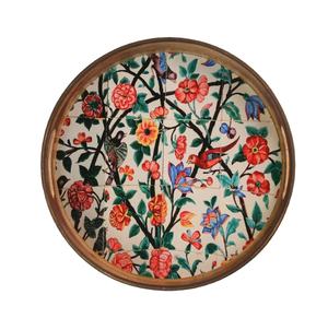 Bandeja para servir frutas de madera con acabado esmaltado, bandeja de comida de forma redonda para utensilios de cocina, bandejas decorativas para servir con patrón Floral de mesa - Product Image 1