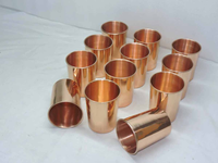Verre à eau classique en cuivre pur avec couvercle, pour la cuisine et la table, fait main, poli, étanche, compatible micro-ondes, gobelet en cuivre 99%