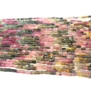 Cuentas rectangulares lisas de turmalina múltiple Natural de la mejor calidad, cuentas de turmalina de 4x5-4x8mm y 16 pulgadas para artesanías de joyería de moda - Product Image 4