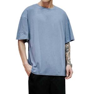 เสื้อยืดผ้าถักคอกันเทจสำหรับผู้ชายเสื้อยืดผ้าฝ้ายบ็อกซี่เข้ารูปโอเวอร์ไซส์ - Product Image 6