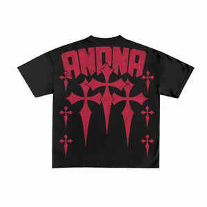 Camiseta negra personalizada 100% algodón camisetas Unisex XOX hombres en blanco de gran tamaño liso negro a granel pesado camiseta de gran tamaño - Product Image 2