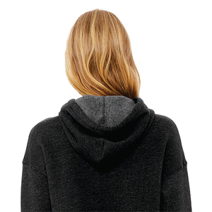 Raw Hem Dropped Shoulder 52% Airlume peinado y anillo hilado algodón 48% Poly Fleece gris oscuro para mujer Cropped Fleece Hoodie - Product Image 6