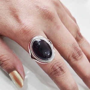 Bague pour femme en argent sterling 925 avec améthyste violette naturelle, pierre de naissance de février, bijou bohème de créateur pour mariage - Product Image 5