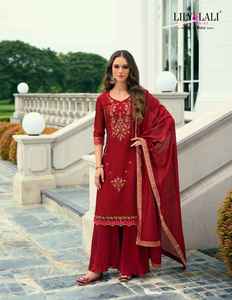 Dernière tenue de créateur à feuilles persistantes couleur incroyable meilleur pantalon Kurti en soie Vichitra et Dupatta avec broderie et travail à la main mode femme - Product Image 4